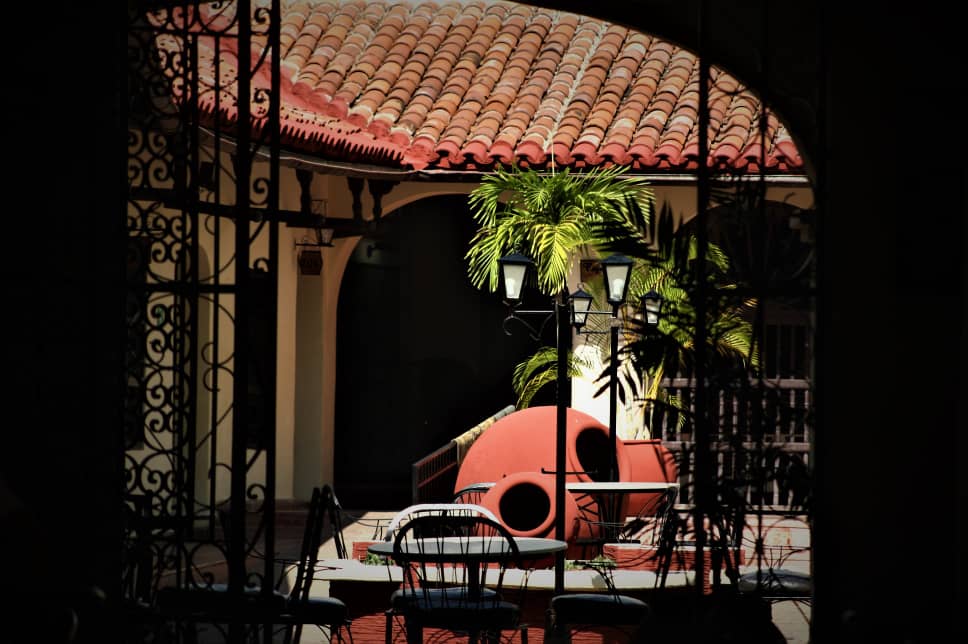 Colonial Interior patio with tinajones